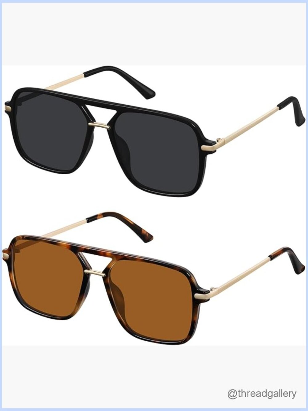 Square Aviator Polarized UV Sunglasses for Driving Travel